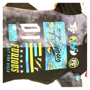 Blk, grn, blue fast/furious tee